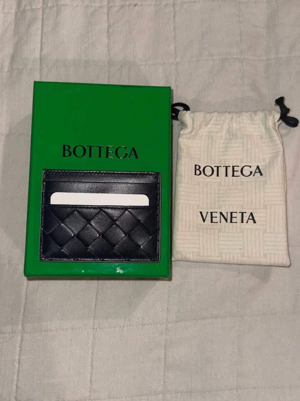 Bottega Veneta Intrecciato Card Case Sterling/Space | Grey/Navy